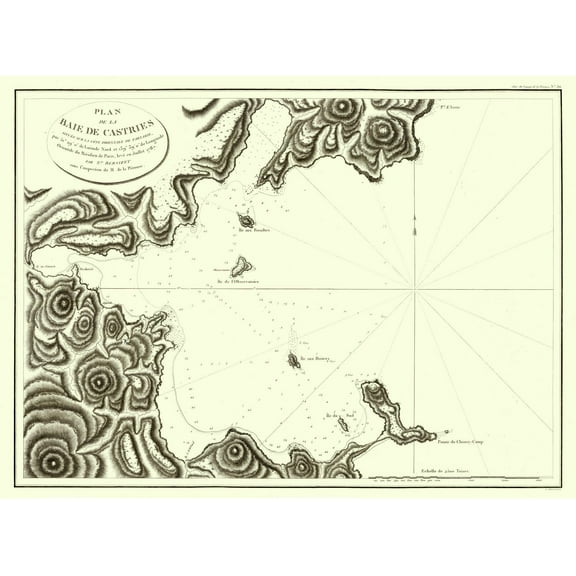 Historic Map - Plan Baie de Castries Russia Asia - Bernizet 1787 - Vintage Wall Art