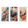 thumbnail image 2 of Designart "Graphic Retro Mountainscape under Full Moon" Abstract Landscape Framed Wall Art Set Of 3 - Pink Abstract Landscapes Frame Gallery Set For Office Decor, 2 of 6