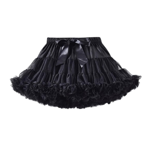 Zpanxa Girls Tutu Skirt Girls' Mesh Stage Half Skirt with Elastic Waistband & Solid Base Fabric, Stretch Performance Resistant Black 3 Years