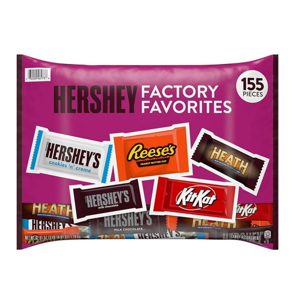 Hershey's Assorted Chocolate Factory Favorites Snack Size Candy, 155 Pieces