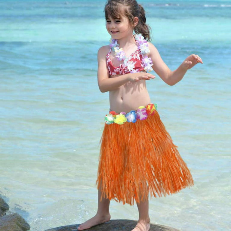 Hawaiian Party Costume - 6 Pcs Hula Grass Skirt for Kids and Women