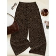 thumbnail image 6 of Women Drawstring Elastic Waist Wide Leg Pants, Leopard Print Flowy Trousers for Summer Beach Vacation, 6 of 7