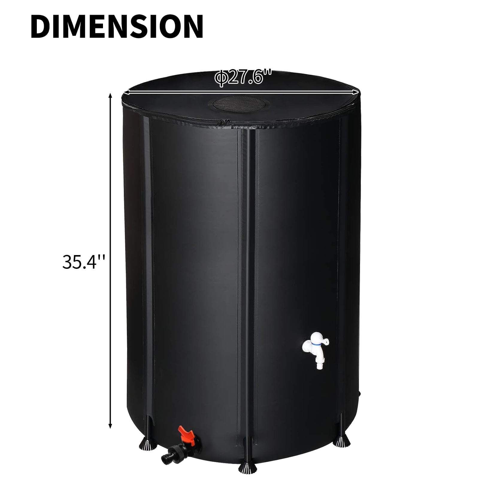 Ktaxon 100 Gallon Collapsible Rain Barrel, Portable Water Storage Tank - Black