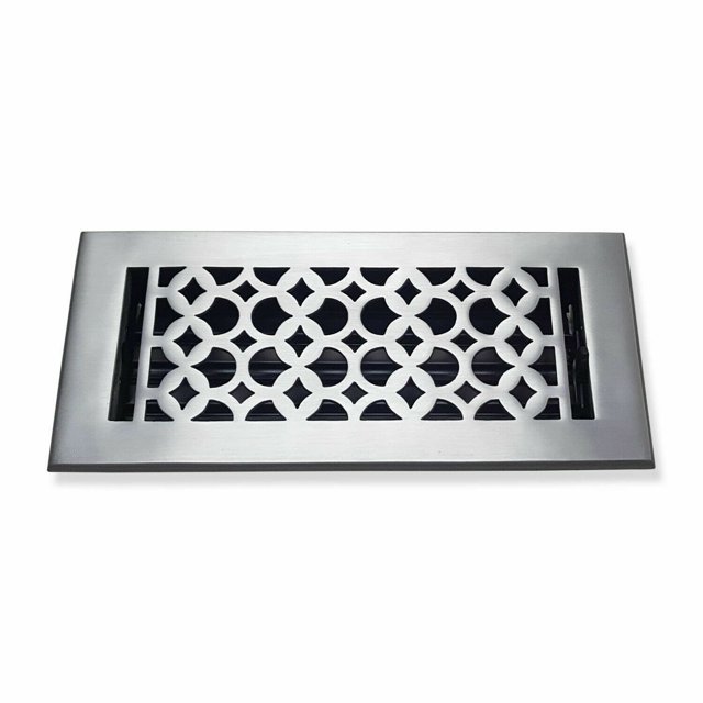 Prima Decorative Hardware Floor Vent Cover 4 x 10 VR 100 with Damper, Tudor Mushroom Design Cast Aluminum Floor Register, Powder Coated, Outer Size 6 x 12 inch