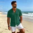 thumbnail image 5 of Uwinwear Mens Short Sleeve Shirts Button Up Shirts Linen Cotton Tops V Neck Plain Hawaiian Summer Beach T-Shirt Breathable Casual Wear,Green,XXXL, 5 of 8