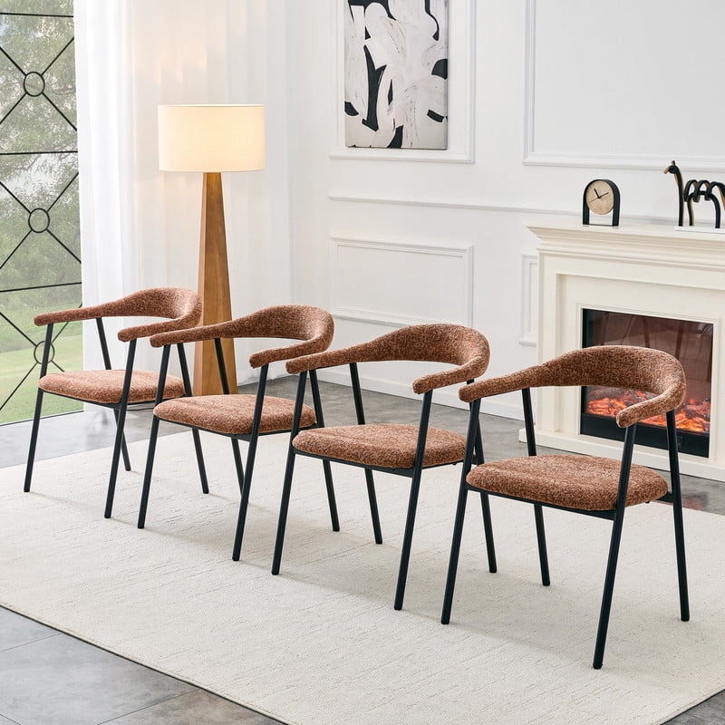 Vinform Upholstered Dining Chairs Set of 4, Fabric Dining Room Chairs, Caramel