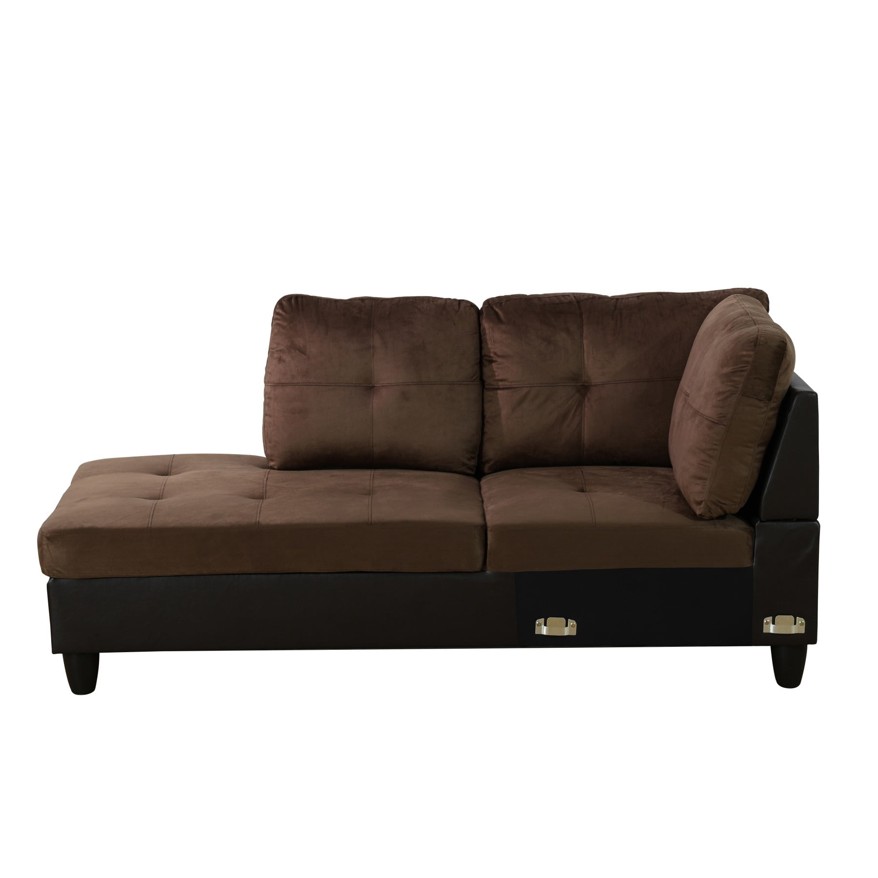 Hommoo Lint & PVC L-Shaped Sectional Couch and Sofa Set, Modern Living Room Furniture Set, Left Side, Brown
