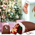 thumbnail image 7 of Christmas Santa Sack 11.81x15.7 Inch, Velvet Gift Bag with Drawstring for Holiday Present Wrapping, Christmas Party Supplies and Festive Home Decor (1PC, Brown), 7 of 7