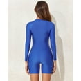 thumbnail image 2 of Defitshape Women's Long Sleeve Rashguard Swimsuit Athletic Zip Up Bathing Suit w/ Shorts One Piece Wetsuit Padded Uv Protection Surfing Swimming Suit Blue 8-10, 2 of 5