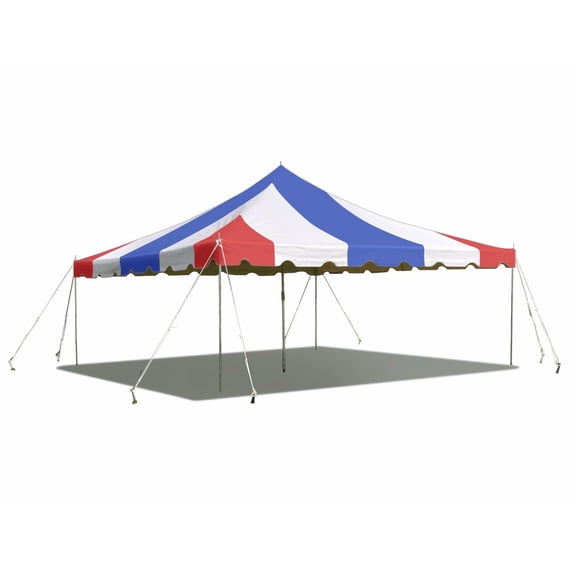 Party Tents Direct Weekender Outdoor Canopy Pole Tent, Red, White and Blue, 15 ft x 15 ft