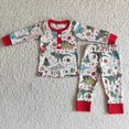 thumbnail image 1 of Conjuntos de ropa de dormir para niños, ropa de dormir con bordado de tres Santas, Top de pantalones a cuadros, pijamas de invierno y Navidad, venta al por mayor, 1 of 4