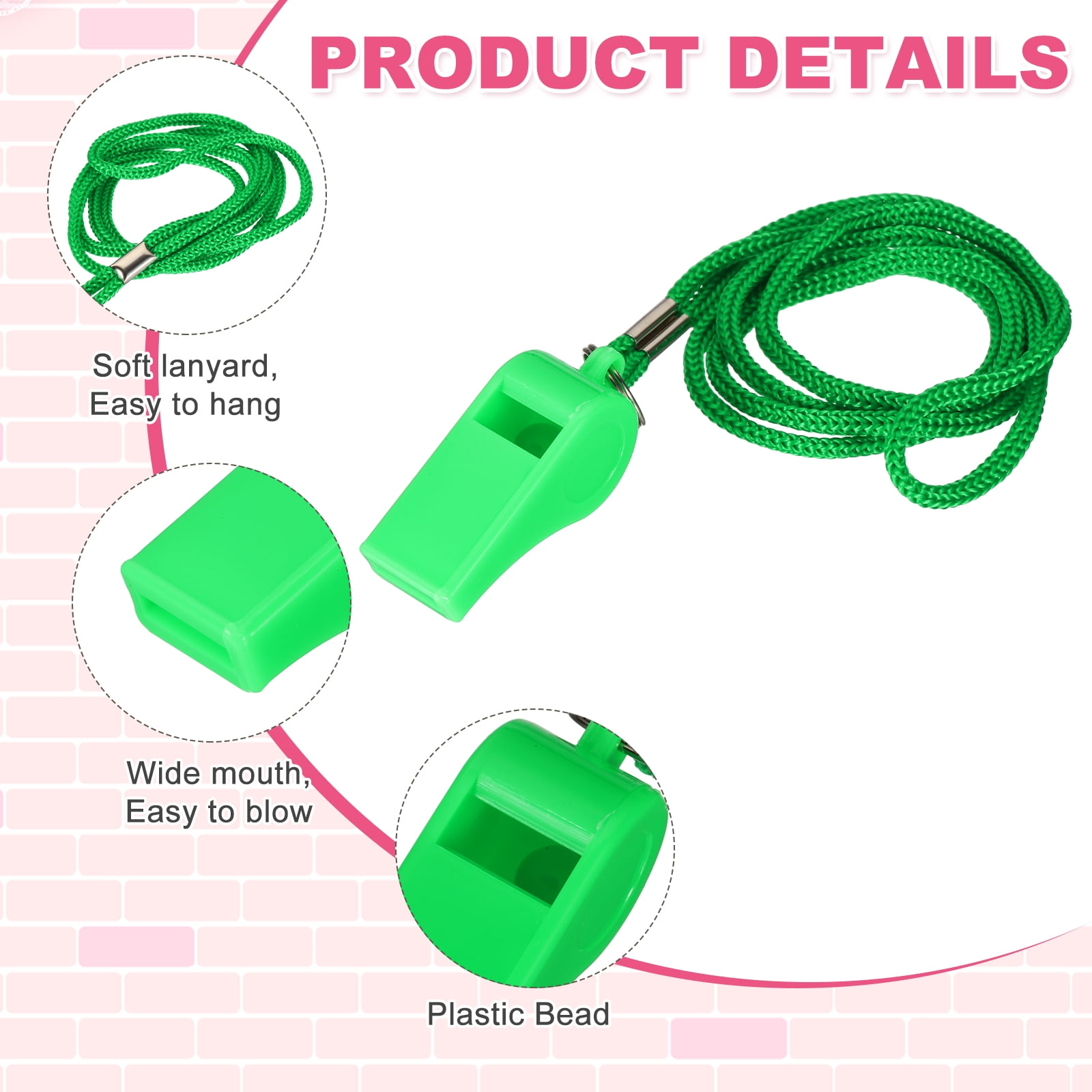 Uxcell Plastic Whistles with Lanyard, Training Sports Gather Whistles Loud Crisp Sound Colorful Bulk Whistle 36 Pcs & Green -Fitting for (Coaches/Referee/Outsides/Team Events)