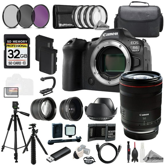 Canon EOS R6 II Camera   RF 50mm f/1.4 L VCM Lens  32GB Ext Bat 9 PC Filtr-MEGA Kit (International Version)