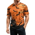 thumbnail image 4 of DORKASM Men's Halloween Costumes Crew Neck Spooky Fashion Pullover Short Sleeve Ghost Graphic Funny Print Vacation T-Shirt Skeleton Fall Winter Basic Tops Orange 2XL, 4 of 6