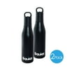 ICY BEV KOOLER STAINLESS STEEL BOTTLE INSULATOR, 2 PACK, BLACK, beer keeper / holder with silicone bottle stopper; cap with bottle opener and finger grip keeps beer cold longer