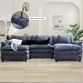 thumbnail image 4 of IPKIG Sectional Sofa Comfy Cloud Couch for Living Room with Pillows, Modern Chenille Sofa Sleeper Deep Couches with Two Ottoman (Blue, 5-Seat), 4 of 8