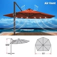 thumbnail image 5 of SUNNYOUTDOOR 11' Deluxe Cantilever Umbrella LED Lighted Umbrella Sunbrella Cover Patio Umbrella Garden Outdoor (Henna), 5 of 6
