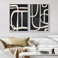 thumbnail image 3 of IDEA4WALL Framed Canvas Print Wall Art Modern Graphic Black & White Curved Line Patterns Illustrations Abstract Digital Art Decorative Contemporary for Living Room, Bedroom, Office - 16"x24"x2 White, 3 of 5