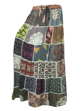 Mogul Women Maxi Skirts Patchwork Hippie Gypsy Long Boho Chic A-line Bohemian Festival Vintage Skirts S/M