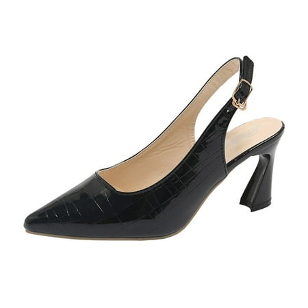 Zshosam Low Kitten Heels Women s Closed Toe Ankle Strap Pumps Formal Comfortable Shoes(Black 40)