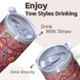 thumbnail image 4 of 20oz Thermal Insulated Cup Boho Design with Lid & Straw - Stainless Steel Double Wall Vacuum Travel Mug, Leakproof Coffee Tumbler, 4 of 5
