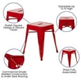 thumbnail image 5 of BizChair 18" Table Height Stool, Stackable Backless Metal Indoor Dining Stool, Commercial Grade Restaurant Stool in Red - Set of 4, 5 of 11