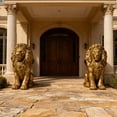 thumbnail image 2 of 24 in. Gold Resin Lion Outdoor Garden Statue Guardian Sculpture Simulated Animal Decor for Villa, Garden, Park, 2 of 8
