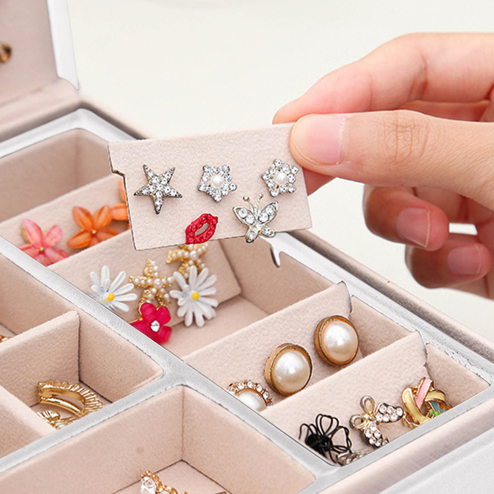 New Luxury Three-tier Storage Jewelry Box With Mirror Portable Silk Thread Storage  Box Stud Earrings Ring Jewelry Box L16 - AliExpress