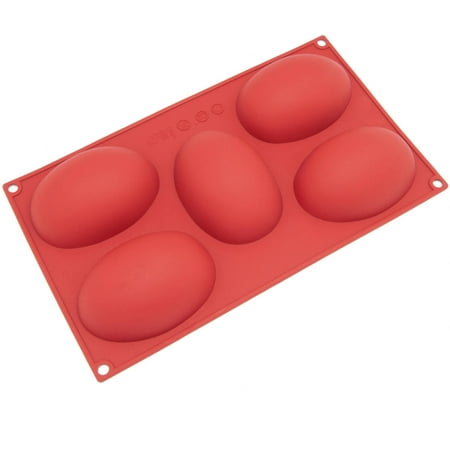 Freshware 5-Cavity Half Egg Silicone Mold for Muffin, Brownie, Cake, Bread, Cheesecake and Pudding, (Best Bread Pudding In Atlanta)