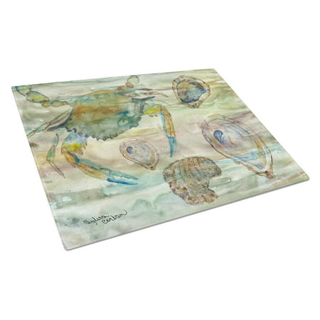 

Crab Shrimp and Oyster Sunset Glass Cutting Board Large