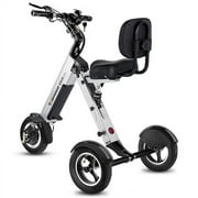 TopMate ES35 Powered Mobility Scooter 3 Wheels Foldable Trike with Backrest Seat for Adults, Lightweight Electric Scooter with Removable 36V 7.8AH Battery, Reverse & Key Switch for Commute and Travel