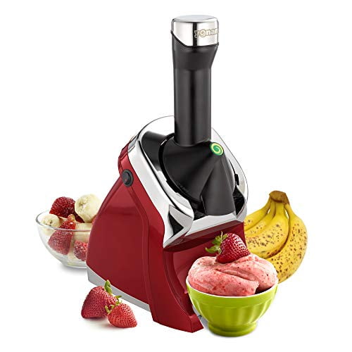 Yonanas 988RD Deluxe Vegan Non-Dairy Frozen Fruit Soft Serve Dessert Maker BPA Free, Includes 75 Recipes, 200 Watts, Red