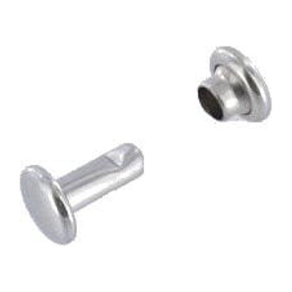 Double Cap Rivet, Nickel Plate, Solid Brass-LL (100 sets per bag), Multiple Sizes