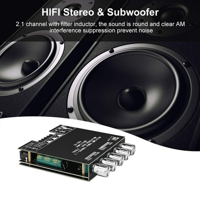 Black-Friday 2.1 Channel Audio Amplifier | 50W×2 + 100W Subwoofer | Bluetooth 5.0 & AUX Input | 12V-24V DC Power
