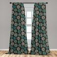 thumbnail image 5 of Ambesonne Brown and Blue Curtains, Dots and Circles, Pair of 28"x84", Brown Turquoise White, 5 of 5