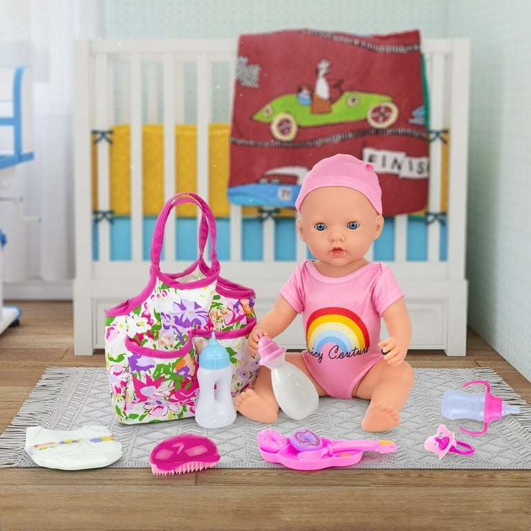 ZITA ELEMENT Baby Doll Accessories 13 Pcs Baby Doll Feeding and Caring Set  Babies Pretend Doll Accessories Including Baby Doll Diaper Bag, Diapers,  Clothes, Bottles, Dinner Plate, Pacifier and Comb 