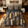 thumbnail image 3 of Manfei Minimalist Cheetah Print King Bedding, Glitter Stars Print King Bed in a Bag, Black Brown, Black Reversible, 7 Pieces, 3 of 6