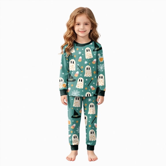 NOLDARES Girls Pajamas 2-Piece Pjs Set Kids Long Sleeve and Pants Jammies Casual Wear Girls' Sleepwear Lounge Clothes
