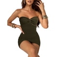 thumbnail image 2 of VISgogo Ladies Bodycon Vestido Corto de Punto, Verano Mujer Color Sólido Sin Tirantes Pecho Anudado Sin Mangas Sin Espalda Falda a la Cadera VISgogo moda, 2 of 3