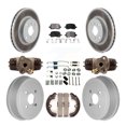 thumbnail image 1 of Transit Auto Front Rear Coated Disc Brake Rotors Semi-Metallic Pads and Drum Kit (9Pc) for Car Toyota Corolla Non-ABS KGF-101724, 1 of 11