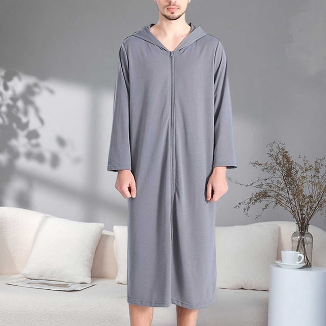 Solid Color Bathrobe for Relaxation Men's Sleepwear and Loungewear Cozy Home Robe for Everyday Comfort