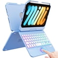 thumbnail image 1 of Funda con teclado FUWANG Touchpad para iPad Mini 7/6 de 8,3 pulgadas, color azul, 1 of 9