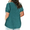 thumbnail image 3 of Delliss Women's plus V-neck short sleeved solid color T-shirt casual top Loose Summer Tops, 3 of 6