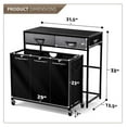 thumbnail image 3 of 3 Section Laundry Hamper with Shelf & Drawers - Rolling Laundry Sorter, Black, 3 of 6