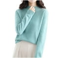 thumbnail image 3 of Gyexs Women's Oversized Fall Sweaters Soft Turtleneck Long Sleeve Wool Sweater Knit Loose Thin Fall Winter Sweater Blouse Womens Fall Clothes, Mint Green, Size XL, 3 of 7