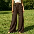 thumbnail image 5 of Guluxicc Women's Cotton Pants with Pockets Elastic Waist Wide Leg Long Trousers Everyday Wear for Summer Casual Outfits, 5 of 6