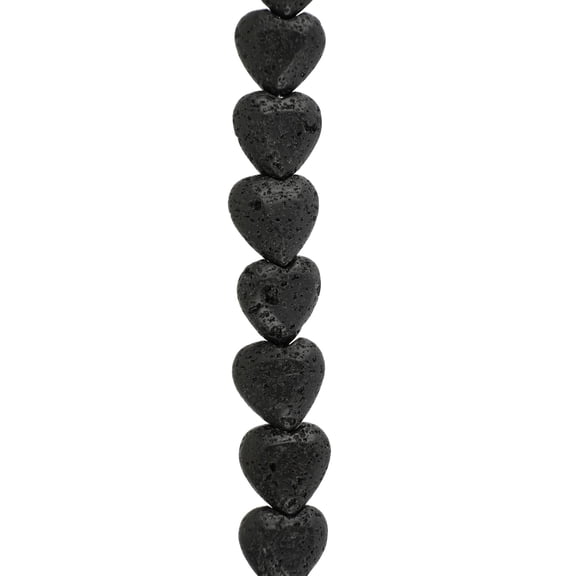 Bead Landing Black Lava Heart Beads, 10mm, 12 Pack
