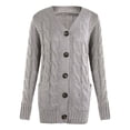 thumbnail image 3 of Women's Open Front Long Sleeve Cardigan Sweater Cable Knit Pocket Outwear, 3 of 6