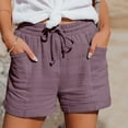 thumbnail image 5 of Comdrip Womens Linen Shorts, Women's Fashion Casual High Waist Pants Straight Leg Sports Casual Loose Shorts Cotton Linen Shorts for Women Purple L, 5 of 7