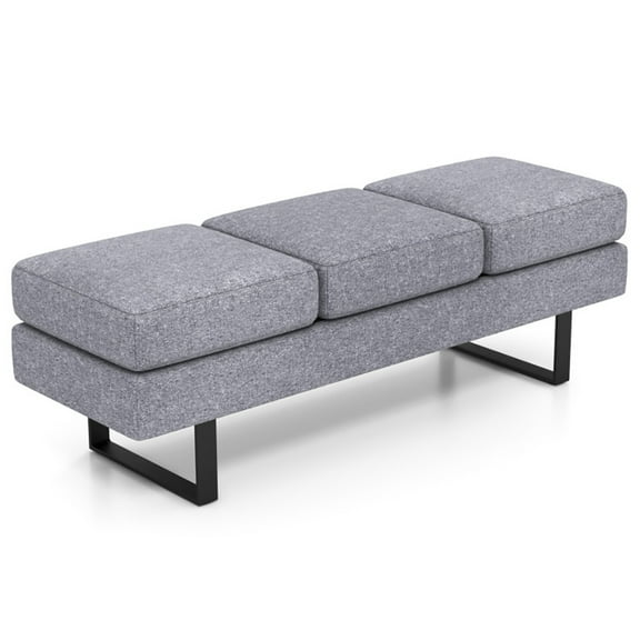 Resenkos Waiting Room Bench Seating Long Bench with Metal Frame Leg-Gray, Folding Footstools,Multi-Functional Ottoman for Entryway, Bedroom, and Living Room